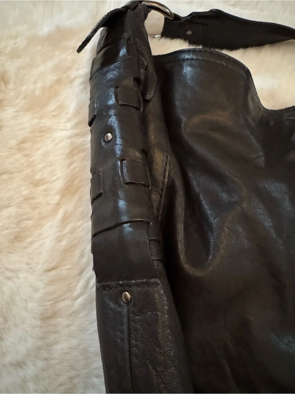 Andrew Marc Black Leather Hobo Shoulder Bag